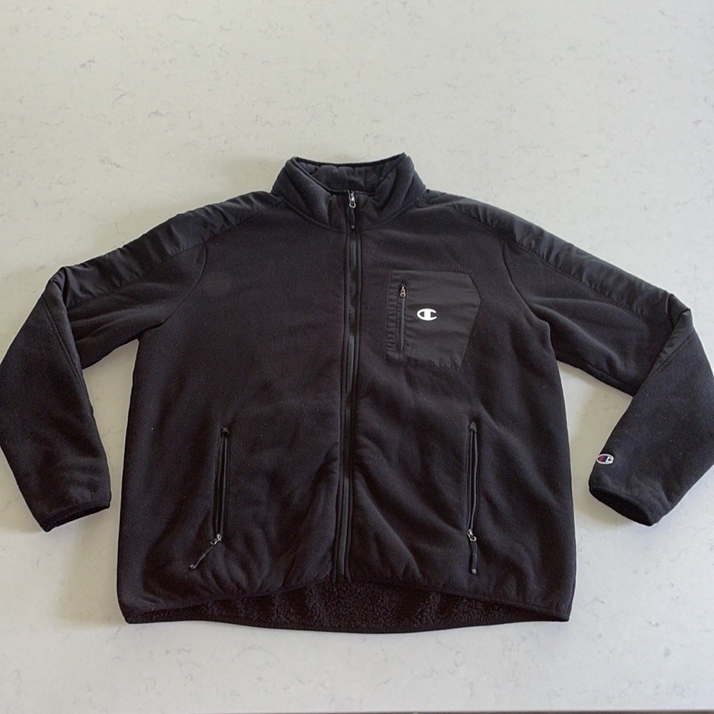 Champion full zip up black fleece (mens 3XL)- good condition with some flaws